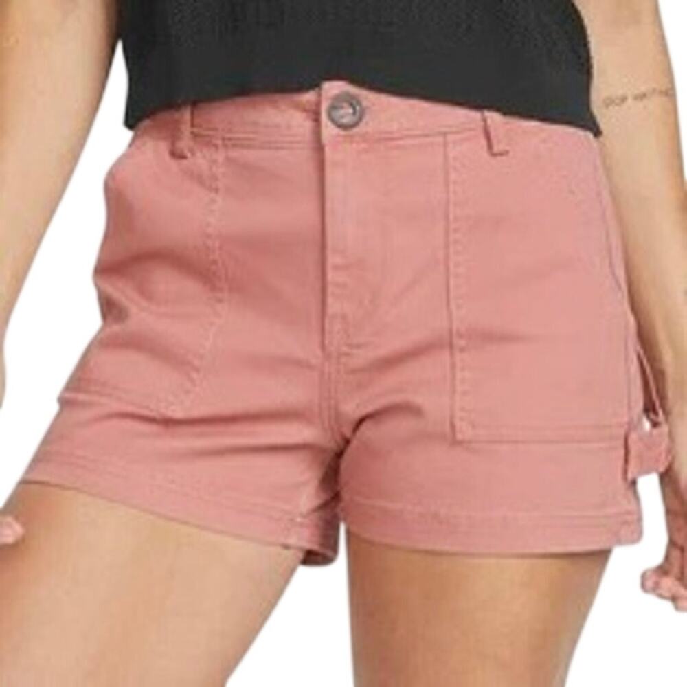 NWT Volcom Women’s Stone Kraft Pink Utility Stretch Cotton Shorts Size 26